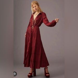 Anthropologie NWT tiered button-front dress